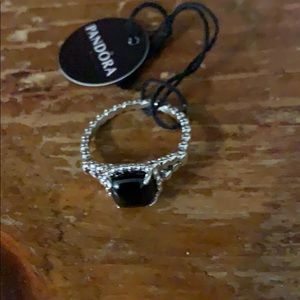 Pandora black stone ring